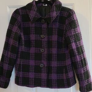 Briggs New York Purple and Black Plaid Blazer